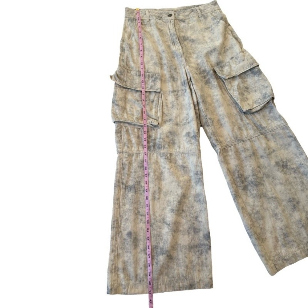 FREEMARKET Women's Cargo Pants Wide Leg Tie Dye Large Streetwear Y2K Artsy Boho - Picture 6 of 14